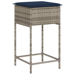 Tabourets de bar de jardin avec coussins lot de 2 gris résine tressée 639867639867