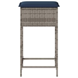 Tabourets de bar de jardin avec coussins lot de 2 gris résine tressée 639867639867