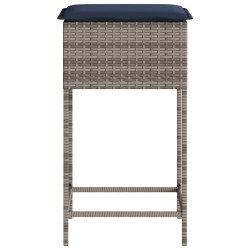 Tabourets de bar de jardin avec coussins lot de 2 gris résine tressée 639867639867