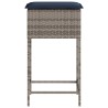 Tabourets de bar de jardin avec coussins lot de 2 gris résine tressée 639867639867