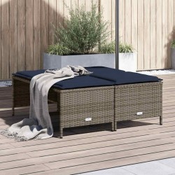 Tabourets de jardin avec coussins lot de 4 gris résine tressée 639868639868