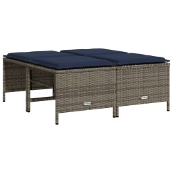 Tabourets de jardin avec coussins lot de 4 gris résine tressée 639868639868