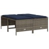 Tabourets de jardin avec coussins lot de 4 gris résine tressée 639868639868