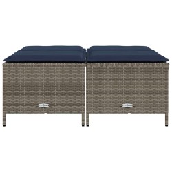 Tabourets de jardin avec coussins lot de 4 gris résine tressée 639868639868