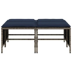 Tabourets de jardin avec coussins lot de 4 gris résine tressée 639868639868