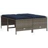 Tabourets de jardin avec coussins lot de 4 gris résine tressée 639868639868