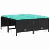 Tabourets de jardin avec coussins lot de 4 noir résine tressée 639869639869