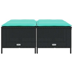 Tabourets de jardin avec coussins lot de 4 noir résine tressée 639869639869