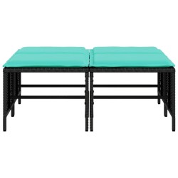 Tabourets de jardin avec coussins lot de 4 noir résine tressée 639869639869