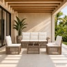Ensemble de canapé de jardin 6 pcs Beige polyrotin 639879639879