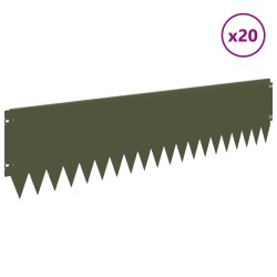 Bordure de Pelouse 20 pcs 103 x 25 cm Acier Vert olive 639890639890