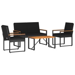 Ensemble de meubles d'extérieur 4 pcs Noir polyrotin 639897639897