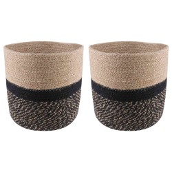 Ensemble de Pots à Plantes 2 pcs Naturel et noir Ø 21 x 21 cm 639900639900
