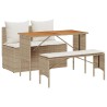 Ensemble de salle à manger de jardin 3 pcs avec coussins beige résine tressée 639903639903