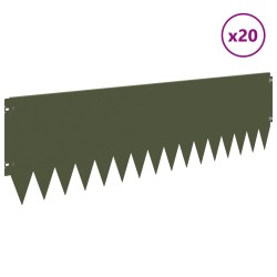Bordure de Pelouse 20 pcs 103 x 30 cm Acier Vert olive 639905639905