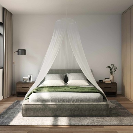 Ciel de lit anti-moustiques 3 pcs 156 mesh Blanc ⌀56 x 220 cm 639909639909