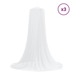 Ciel de lit anti-moustiques 3 pcs 156 mesh Blanc ⌀56 x 220 cm 639909639909