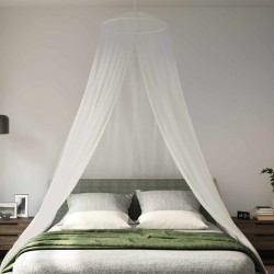 Ciel de lit anti-moustiques 3 pcs 156 mesh Blanc ⌀56 x 220 cm 639909639909