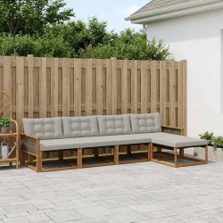 Ensemble de canapés d'extérieur 5 pcs Naturel et gris clair 639911639911