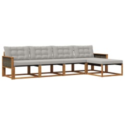 Ensemble de canapés d'extérieur 5 pcs Naturel et gris clair 639911639911