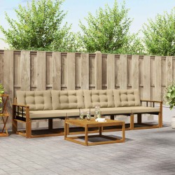 Ensemble de canapés d'extérieur 5 pcs Naturel et Beige 639948639948