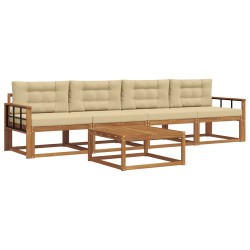 Ensemble de canapés d'extérieur 5 pcs Naturel et Beige 639952639952
