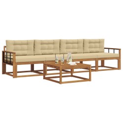 Ensemble de canapés d'extérieur 5 pcs Naturel et Beige 639952639952