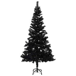 Arbre de Noël artificiel pré-éclairé et boules noir 150 cm PVC 639958639958