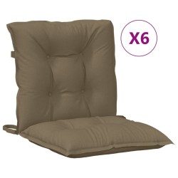 Coussins de chaise à dossier bas lot de 6 taupe mélangé tissu 639969639969