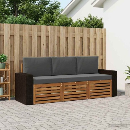 Ensembles de canapés avec coussin 3 pcs Bois d'Acacia Massif 639975639975