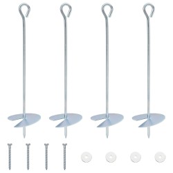 Ancre de terre 4 pcs Argenté Ø10 x 40 cm Métal galvanisé 639976639976