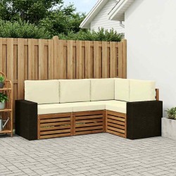 Ensembles de canapés avec coussin 4 pcs Bois d'Acacia Massif 639979639979