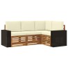 Ensembles de canapés avec coussin 4 pcs Bois d'Acacia Massif 639979639979