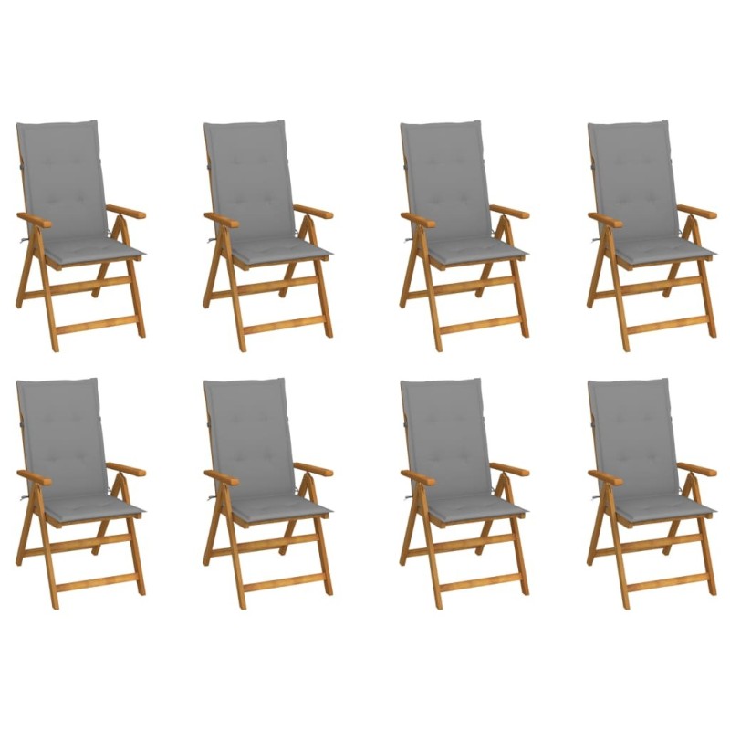 Chaises pliables de jardin avec coussins lot de 8 Bois d'acacia 639980639980