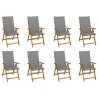 Chaises pliables de jardin avec coussins lot de 8 Bois d'acacia 639980639980