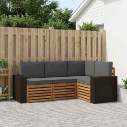 Ensembles de canapés avec coussin 4 pcs Bois d'Acacia Massif 639981639981