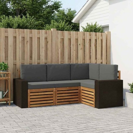 Ensembles de canapés avec coussin 4 pcs Bois d'Acacia Massif 639981639981