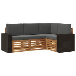Ensembles de canapés avec coussin 4 pcs Bois d'Acacia Massif 639981639981