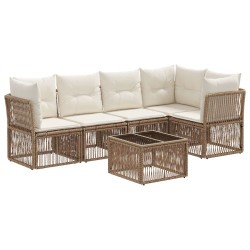 Ensemble de canapé de jardin 6 pcs Beige polyrotin 639990639990