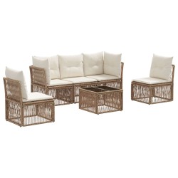 Ensemble de canapé de jardin 6 pcs Beige polyrotin 639997639997