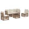 Ensemble de canapé de jardin 6 pcs Beige polyrotin 639997639997