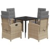 Ensemble à manger de jardin coussins 5 pcs mélange beige rotin 639998639998