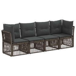 Ensemble de canapé de jardin 4 pcs Gris polyrotin 640002640002