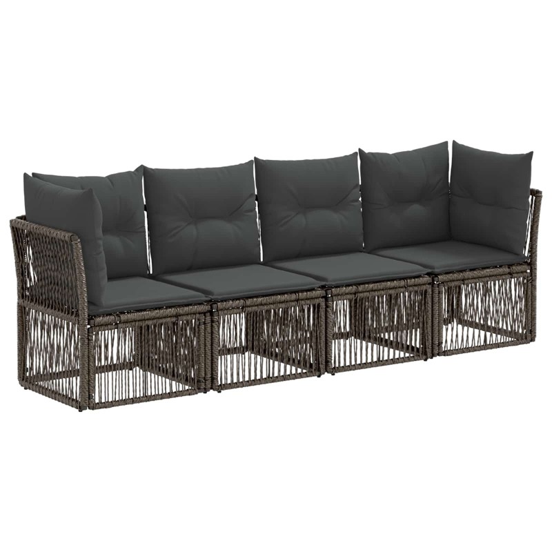 Ensemble de canapé de jardin 4 pcs Gris polyrotin 640002640002