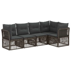 Ensemble de canapé de jardin 5 pcs Gris polyrotin 640004640004