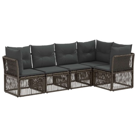 Ensemble de canapé de jardin 5 pcs Gris polyrotin 640004640004