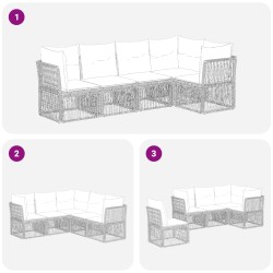 Ensemble de canapé de jardin 5 pcs Gris polyrotin 640004640004