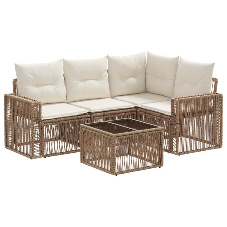 Ensemble de canapé de jardin 5 pcs Beige et blanc crème 640007640007