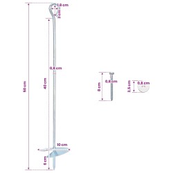 Ancre de terre 2 pcs Argenté Ø10 x 50 cm Métal galvanisé 640009640009