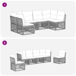 Ensemble de canapé de jardin 6 pcs Gris polyrotin 640010640010